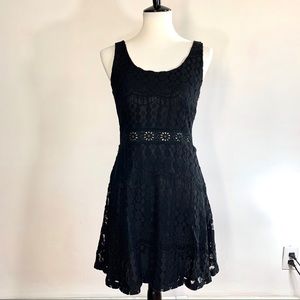 Black floral mini dress